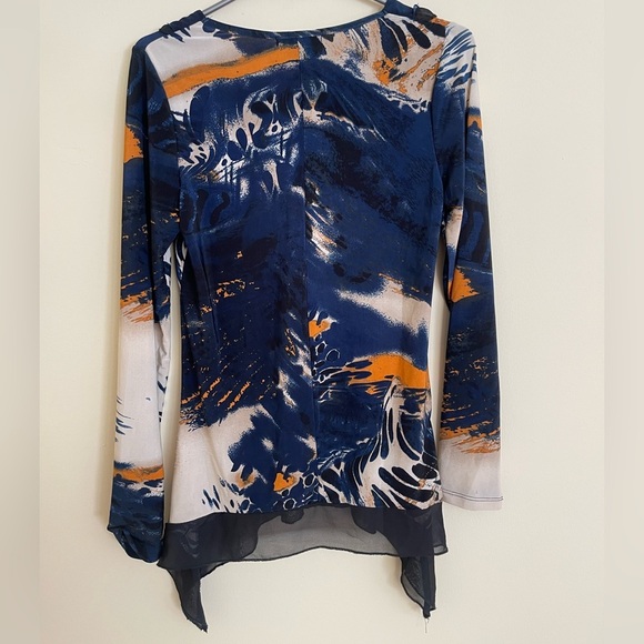 DKR & CO Abstract Patterned Ruffled V-neck  Blouse Women Size S US - Picture 2 of 5